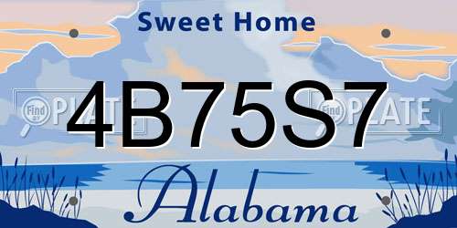 4B75S7 Alabama License Plate