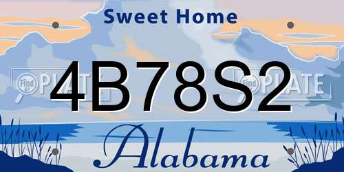 4B78S2 Alabama License Plate