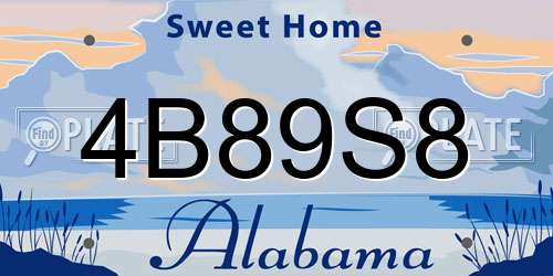 4B89S8 Alabama License Plate