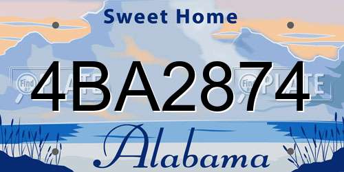 4BA2874 Alabama License Plate