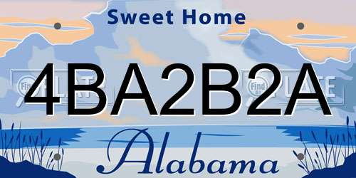 4BA2B2A Alabama License Plate
