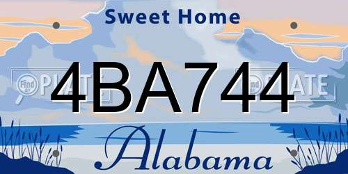 4BA744 Alabama License Plate