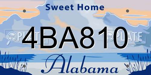 4BA810 Alabama License Plate