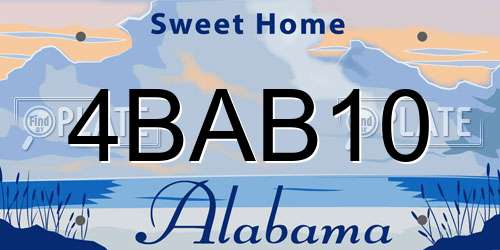 4BAB10 Alabama License Plate