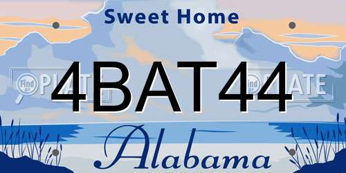 4BAT44 Alabama License Plate