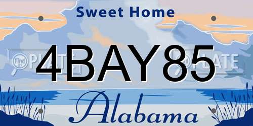4BAY85 Alabama License Plate