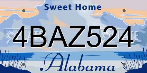4BAZ524 Alabama License Plate
