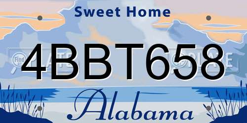4BBT658 Alabama License Plate