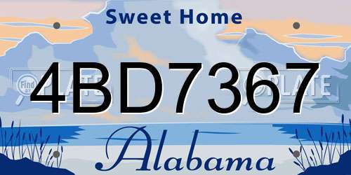4BD7367 Alabama License Plate