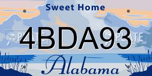 4BDA93 Alabama License Plate