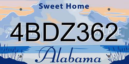 4BDZ362 Alabama License Plate