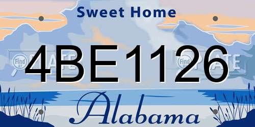 4BE1126 Alabama License Plate
