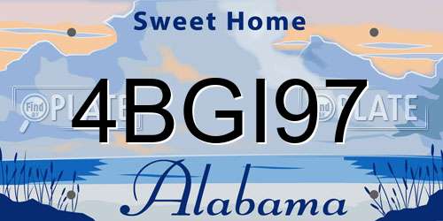 4BGI97 Alabama License Plate
