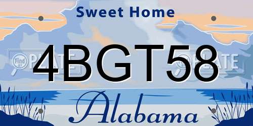 4BGT58 Alabama License Plate