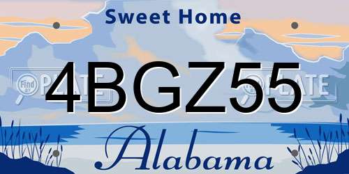 4BGZ55 Alabama License Plate