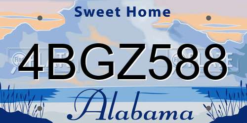 4BGZ588 Alabama License Plate