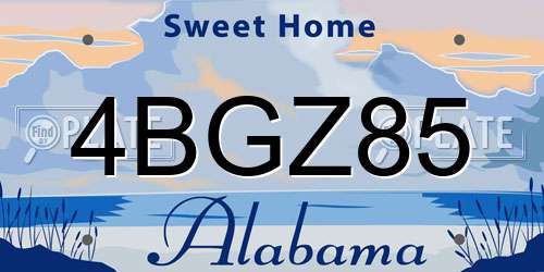 4BGZ85 Alabama License Plate