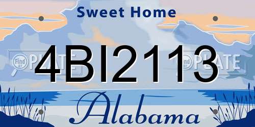4BI2113 Alabama License Plate