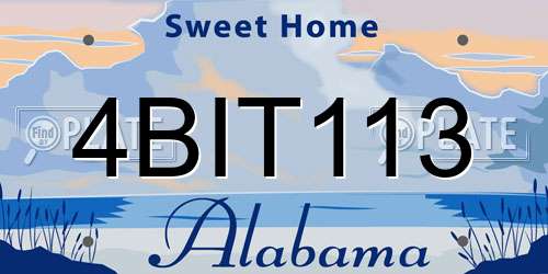 4BIT113 Alabama License Plate