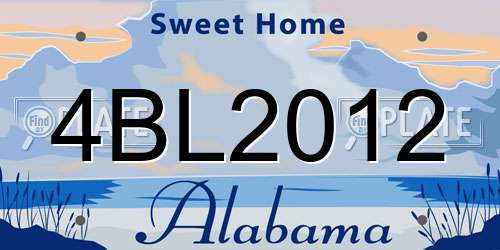 4BL2012 Alabama License Plate