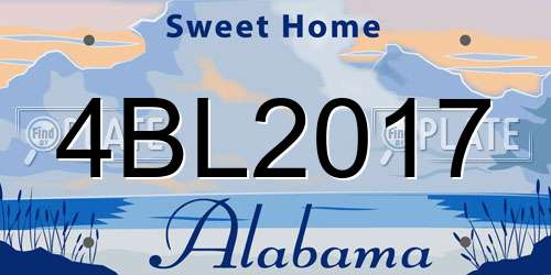 4BL2017 Alabama License Plate