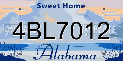 4BL7012 Alabama License Plate
