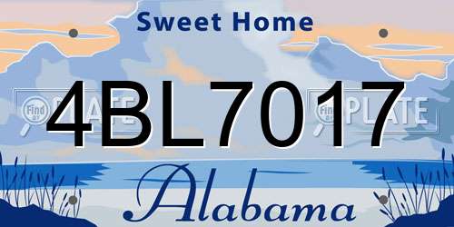 4BL7017 Alabama License Plate