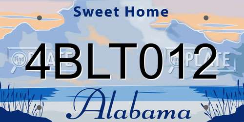 4BLT012 Alabama License Plate
