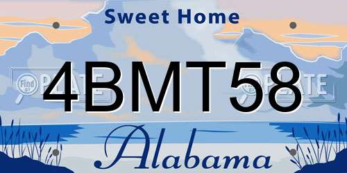 4BMT58 Alabama License Plate