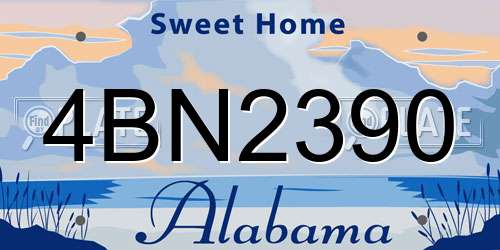 4BN2390 Alabama License Plate