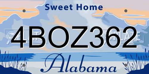4BOZ362 Alabama License Plate