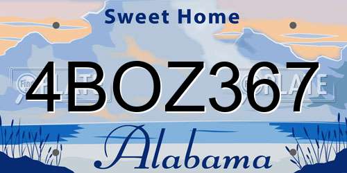 4BOZ367 Alabama License Plate