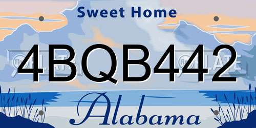 4BQB442 Alabama License Plate