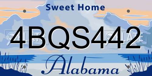 4BQS442 Alabama License Plate
