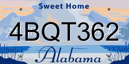 4BQT362 Alabama License Plate