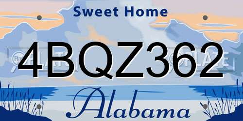 4BQZ362 Alabama License Plate