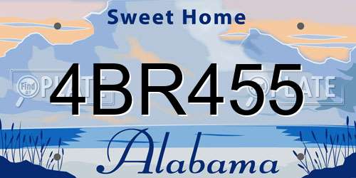 4BR455 Alabama License Plate
