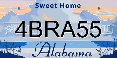 4BRA55 Alabama License Plate