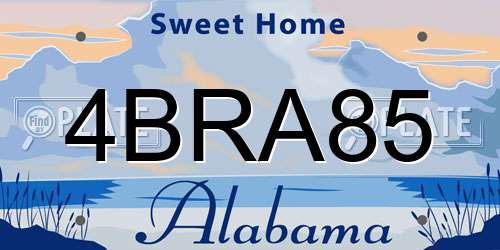 4BRA85 Alabama License Plate