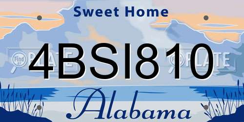 4BSI810 Alabama License Plate