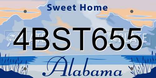 4BST655 Alabama License Plate