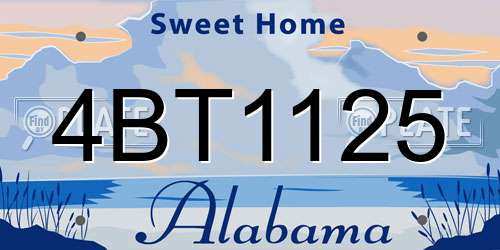 4BT1125 Alabama License Plate