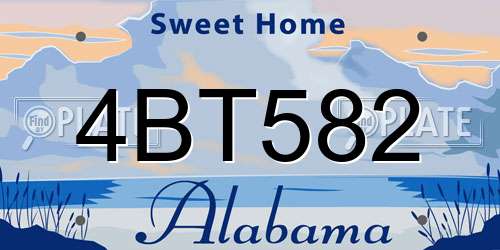 4BT582 Alabama License Plate