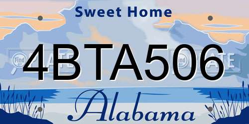 4BTA506 Alabama License Plate