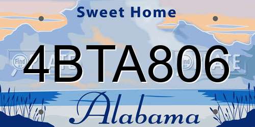 4BTA806 Alabama License Plate