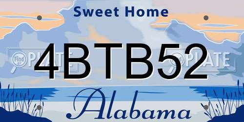 4BTB52 Alabama License Plate