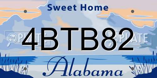 4BTB82 Alabama License Plate