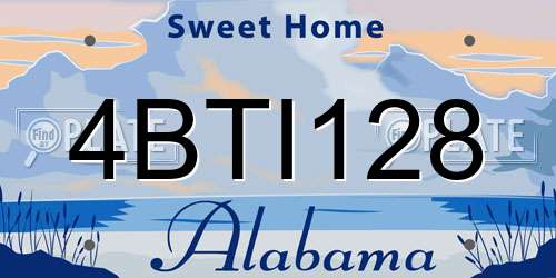 4BTI128 Alabama License Plate