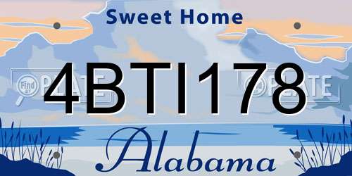4BTI178 Alabama License Plate