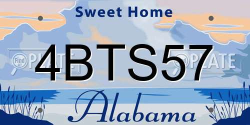 4BTS57 Alabama License Plate